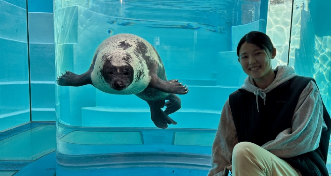 アザラシと記念写真